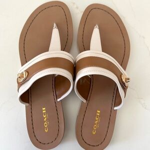 COACH Eileen Turn Lock Slide Sandals Flip Flops Chalk Nude Women’s Size 8.5B